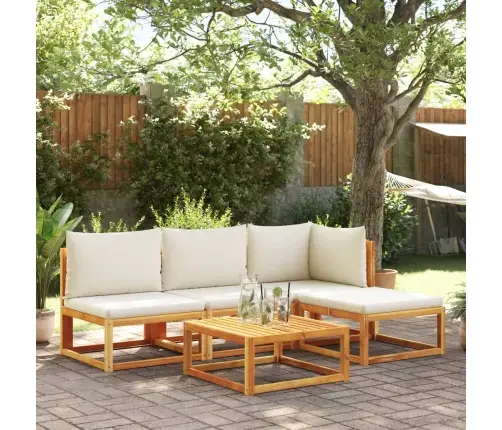 5 Daļu Dārza Dīvānu Komplekts Ar Spilveniem, Akācijas Koks Un Virve Vidaxl