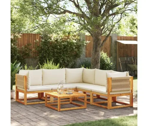 6 Daļu Dārza Dīvānu Komplekts Ar Spilveniem, Akācijas Koks Un Virve Vidaxl