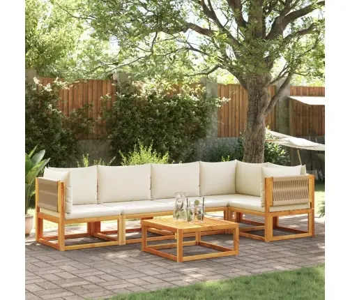 6 Daļu Dārza Dīvānu Komplekts Ar Spilveniem, Akācijas Koks Un Virve Vidaxl