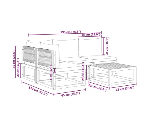 5-Osaline Aiadiivanikomplekt Patjadega, Puit, Akaatsia Ja Köis