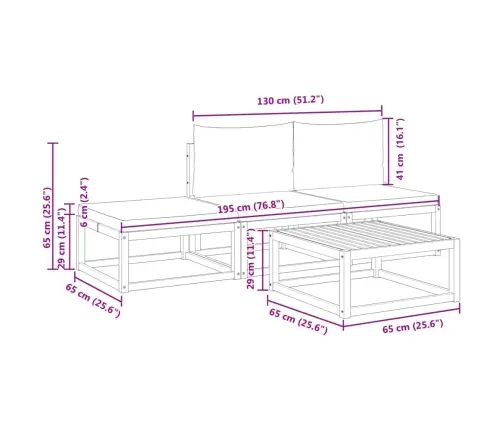 4 Daļu Dārza Dīvānu Komplekts Ar Spilveniem, Akācijas Koks Un Virve Vidaxl