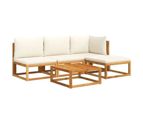 5 Dalių Sodo Sofų Komplektas Su Pagalvėlėmis, Akacijos Mediena Ir Rotangas