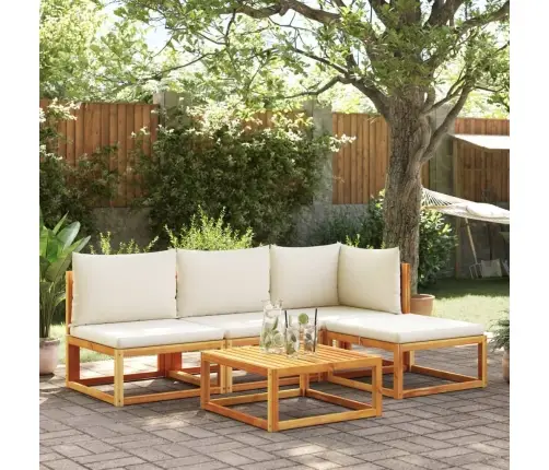 5 Dalių Sodo Sofų Komplektas Su Pagalvėlėmis, Akacijos Mediena Ir Rotangas