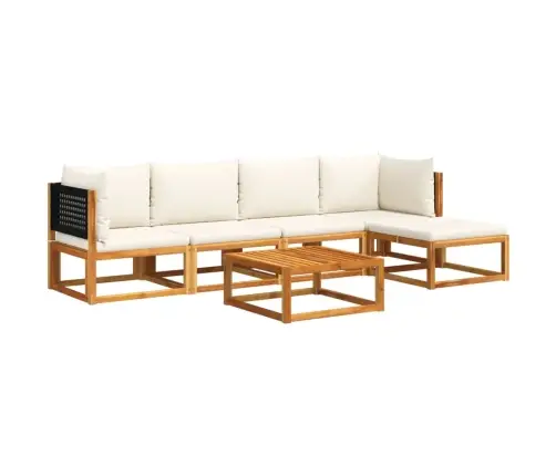 6 Daļu Dārza Dīvānu Komplekts Ar Spilveniem, Akācija Un Rotangpalma Vidaxl