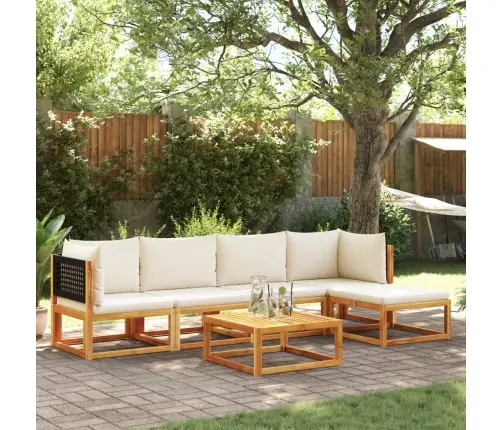 6 Daļu Dārza Dīvānu Komplekts Ar Spilveniem, Akācija Un Rotangpalma Vidaxl