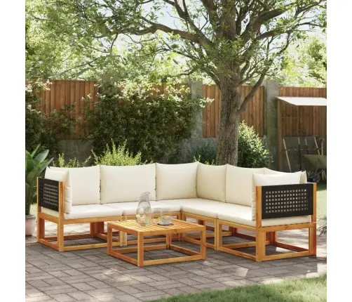 6 Daļu Dārza Dīvānu Komplekts Ar Spilveniem, Akācija Un Rotangpalma Vidaxl