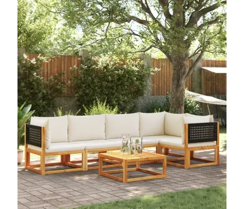 6 Daļu Dārza Dīvānu Komplekts Ar Spilveniem, Akācija Un Rotangpalma Vidaxl