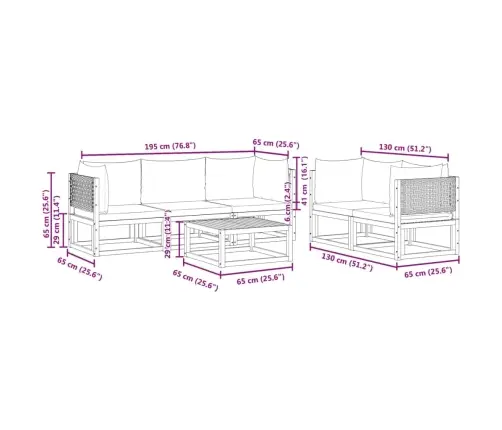 6 Daļu Dārza Dīvānu Komplekts Ar Spilveniem, Akācija Un Rotangpalma Vidaxl