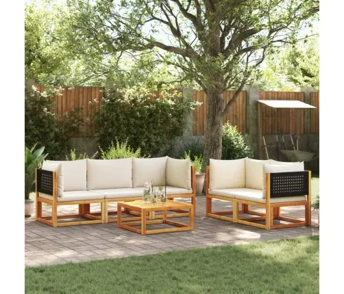 6 Daļu Dārza Dīvānu Komplekts Ar Spilveniem, Akācija Un Rotangpalma Vidaxl