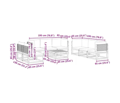 9 Dalių Sodo Sofų Komplektas Su Pagalvėlėmis, Akacijos Mediena Ir Rotangas