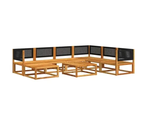 8 Dalių Sodo Sofų Komplektas Su Pagalvėlėmis, Akacijos Mediena Ir Rotangas