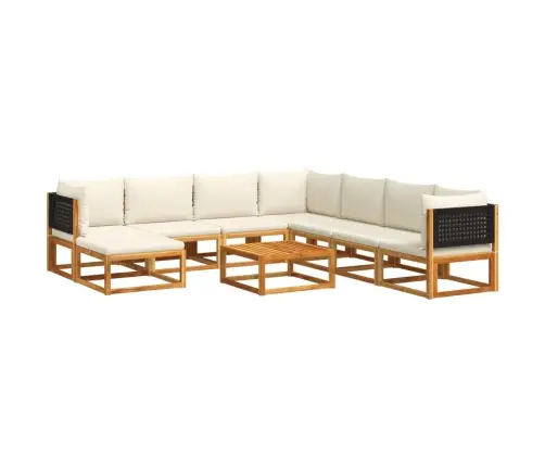 9 Daļu Dārza Dīvānu Komplekts Ar Spilveniem, Akācija Un Rotangpalma Vidaxl