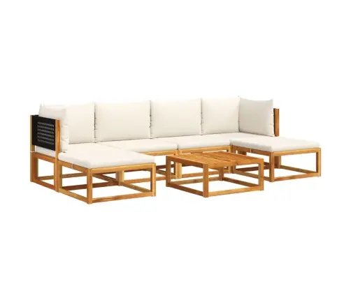 7 Daļu Dārza Dīvānu Komplekts Ar Spilveniem, Akācija Un Rotangpalma Vidaxl