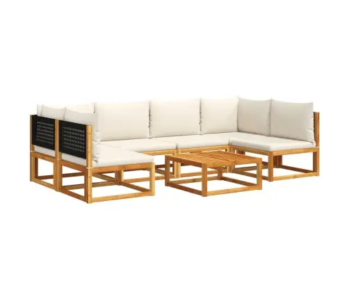 7 Daļu Dārza Dīvānu Komplekts Ar Spilveniem, Akācija Un Rotangpalma Vidaxl