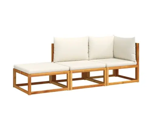 3 Dalių Sodo Sofų Komplektas Su Pagalvėlėmis, Akacijos Mediena Ir Rotangas