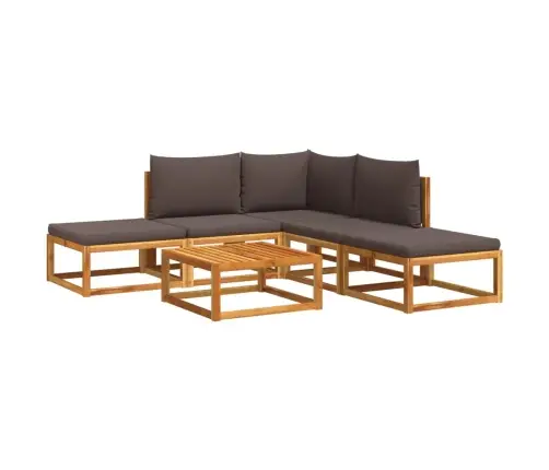 6 Daļu Dārza Dīvānu Komplekts Ar Spilveniem, Akācija Un Rotangpalma Vidaxl