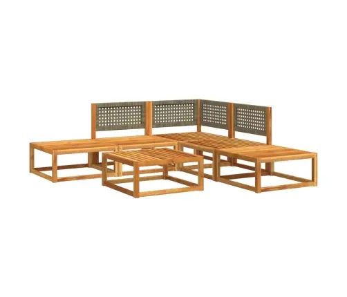 6 Daļu Dārza Dīvānu Komplekts Ar Spilveniem, Akācija Un Rotangpalma Vidaxl