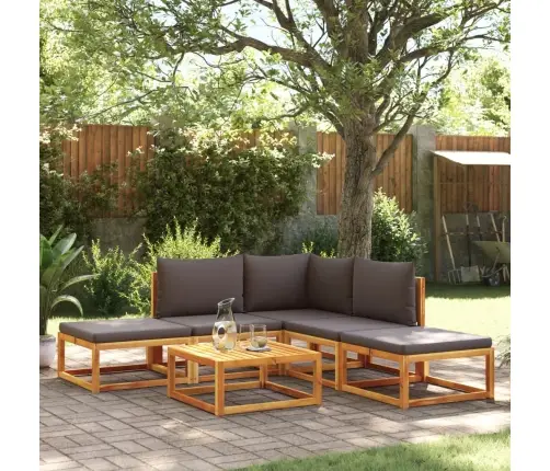 6 Daļu Dārza Dīvānu Komplekts Ar Spilveniem, Akācija Un Rotangpalma Vidaxl