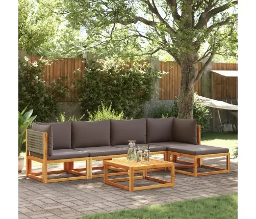 6 Daļu Dārza Dīvānu Komplekts Ar Spilveniem, Akācija Un Rotangpalma Vidaxl