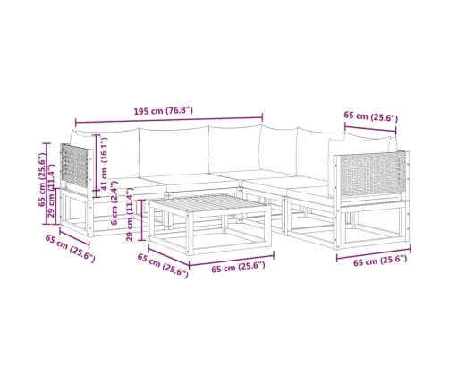 6-Osaline Aiadiivanikomplekt Patjadega, Puit, Akaatsia Ja Rotang
