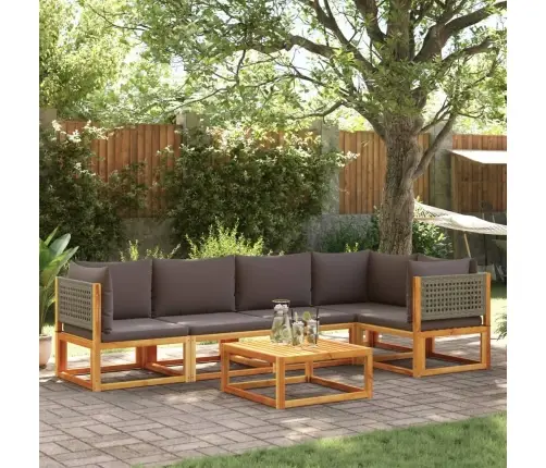 6 Daļu Dārza Dīvānu Komplekts Ar Spilveniem, Akācija Un Rotangpalma Vidaxl