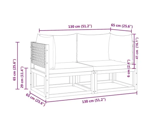 Dārza Stūra Dīvāni Ar Spilveniem, 2 Gab., Akācija Un Rotangpalma Vidaxl