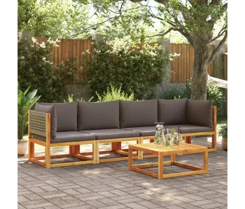 4 Dalių Sodo Sofų Komplektas Su Pagalvėlėmis, Akacijos Mediena Ir Rotangas
