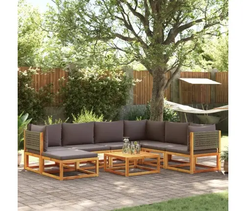 8 Daļu Dārza Dīvānu Komplekts Ar Spilveniem, Akācija Un Rotangpalma Vidaxl