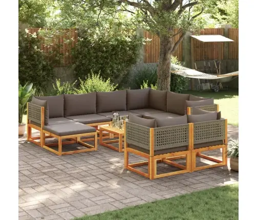 10 Daļu Dārza Dīvānu Komplekts Ar Spilveniem, Akācija Un Rotangpalma Vidaxl