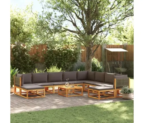 11-Daļīgs Dārza Dīvānu Komplekts Ar Spilveniem, Akācija Un Rotangpalma Vidaxl