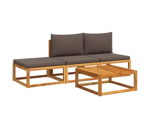 4 Daļu Dārza Dīvānu Komplekts Ar Spilveniem, Akācija Un Rotangpalma Vidaxl