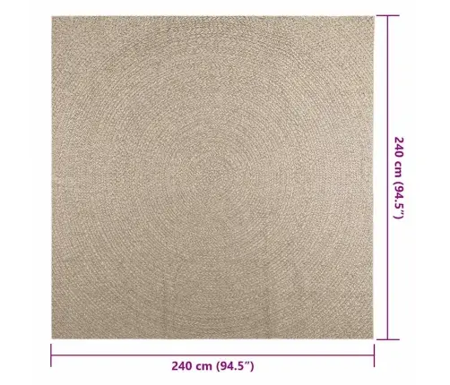 Kilimas Zizur, 240X240 cm Džiuto Imitacija, Vidaus Ir Lauko