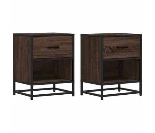 Naktinės Spintelės, 2Vnt., Rudos Ąžuolo, 40X31X50cm Mediena