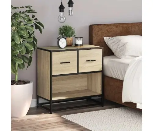Naktsskapītis Sonoma Ozols 60X31X60 Cm Inženierijas Koks Metāls Vidaxl