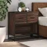 Naktsskapītis Brūns Ozols 60X31X60 Cm Inženierijas Koks Metāls Vidaxl