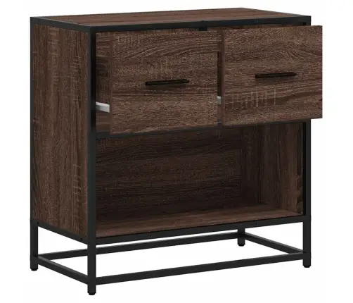 Naktsskapītis Brūns Ozols 60X31X60 Cm Inženierijas Koks Metāls Vidaxl