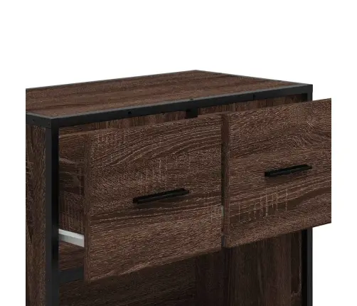 Naktsskapītis Brūns Ozols 60X31X60 Cm Inženierijas Koks Metāls Vidaxl