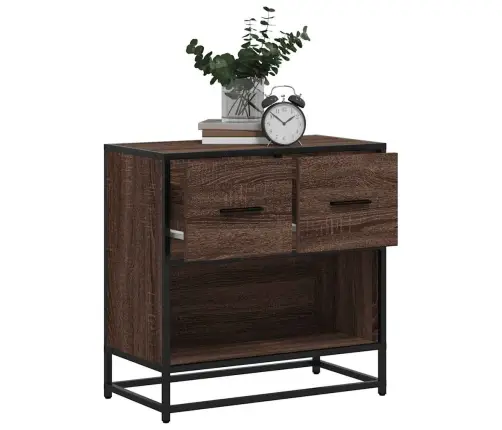 Naktsskapītis Brūns Ozols 60X31X60 Cm Inženierijas Koks Metāls Vidaxl
