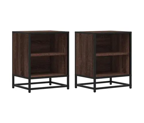 Spintelės Prie Lovos 2 Vnt Rudas Ąžuolas Mediena Ir Metalas