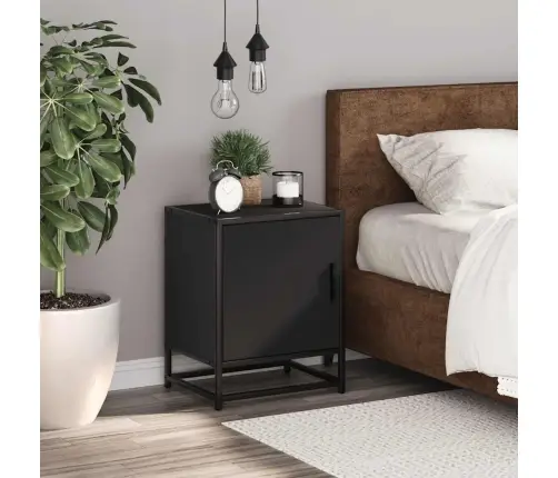 Naktsskapītis, Melns, 40X31X50 Cm, Inženierijas Koks Metāls Vidaxl
