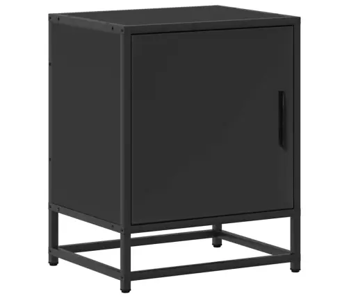 Spintelės Prie Lovos 2 Vnt Juodos 40X31X50Cm Mediena Ir Metalas