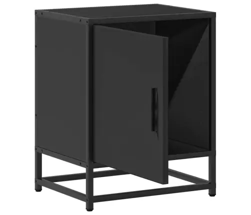 Spintelės Prie Lovos 2 Vnt Juodos 40X31X50Cm Mediena Ir Metalas