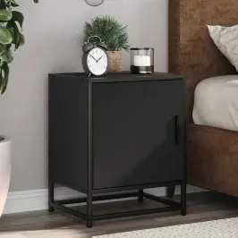 Spintelės Prie Lovos 2 Vnt Juodos 40X31X50Cm Mediena Ir Metalas