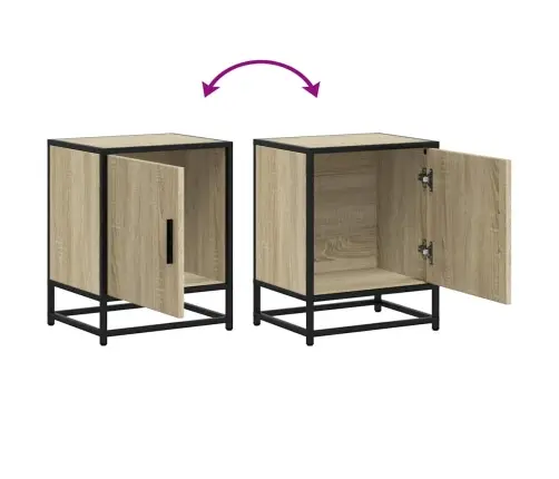 Naktinė Spintelė Sonoma Ąžuolas 40X31X50 Cm Mediena Ir Metalas