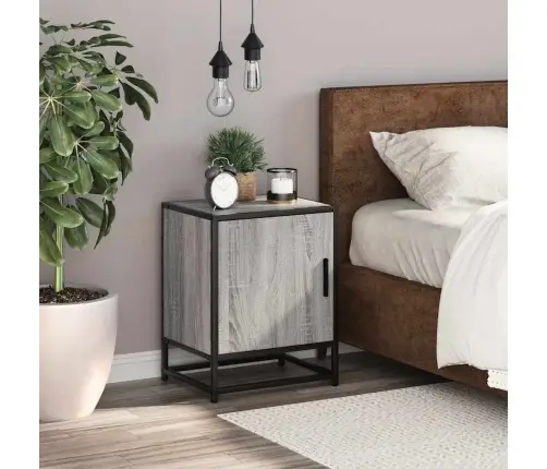 Naktsskapītis, Pelēki, 40X31X50 Cm, Inženierijas Koks Metāls Vidaxl