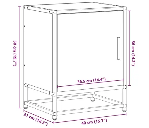Naktsskapītis Brūns Ozols 40X31X50 Cm Inženierijas Koks Metāls Vidaxl Naktsskapītis Brūns Ozols 40X31X50 Cm Inženierijas Koks Metāls Vidaxl