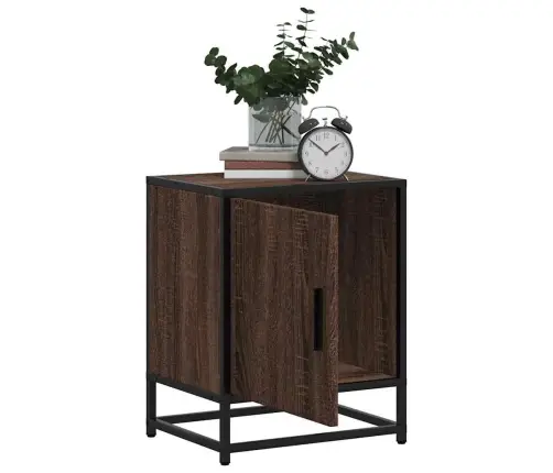 Naktsskapītis Brūns Ozols 40X31X50 Cm Inženierijas Koks Metāls Vidaxl Naktsskapītis Brūns Ozols 40X31X50 Cm Inženierijas Koks Metāls Vidaxl