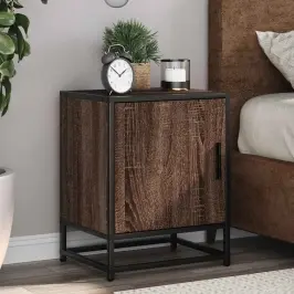 Naktsskapītis Brūns Ozols 40X31X50 Cm Inženierijas Koks Metāls Vidaxl