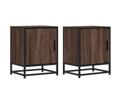 Spintelės Prie Lovos 2 Vnt Rudas Ąžuolas Mediena Ir Metalas