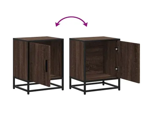 Spintelės Prie Lovos 2 Vnt Rudas Ąžuolas Mediena Ir Metalas